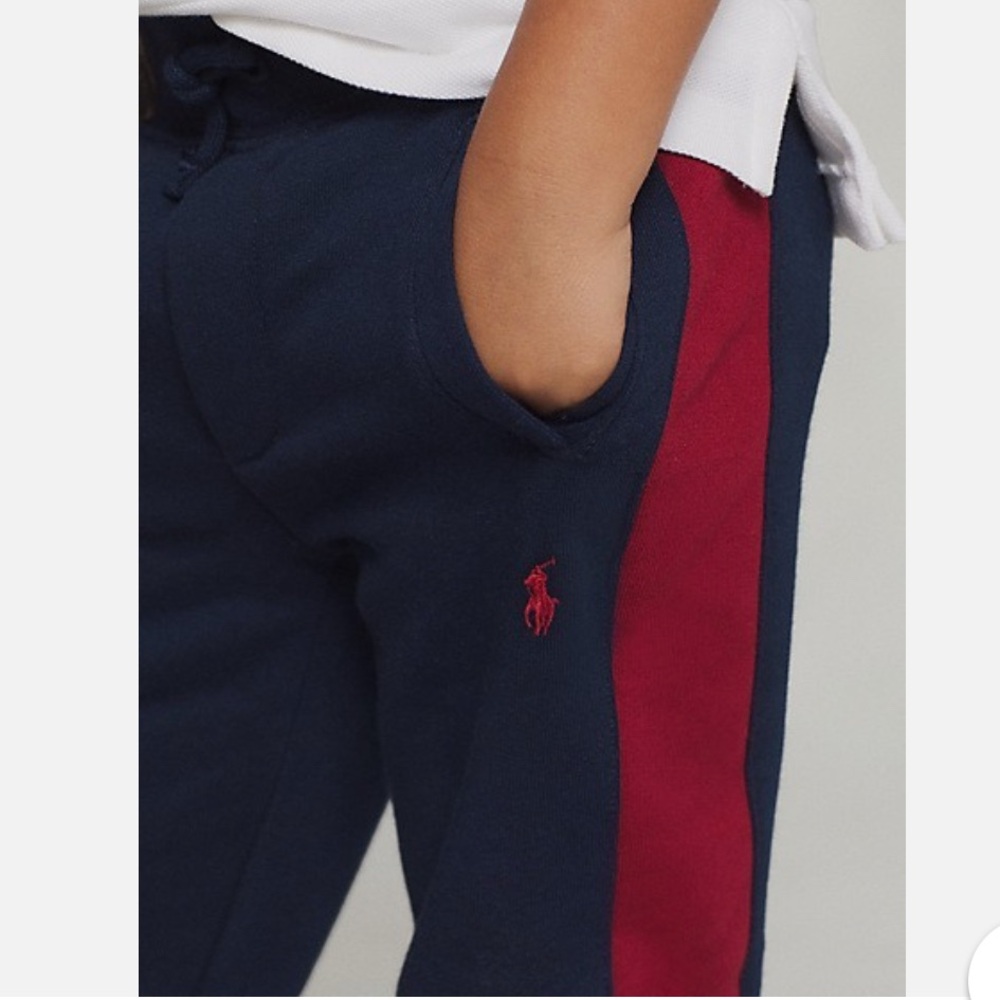 Polo by Ralph Lauren Navy Joggers with Maroon Stripe